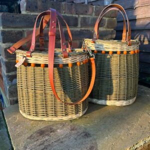 Leather handle custom baskets